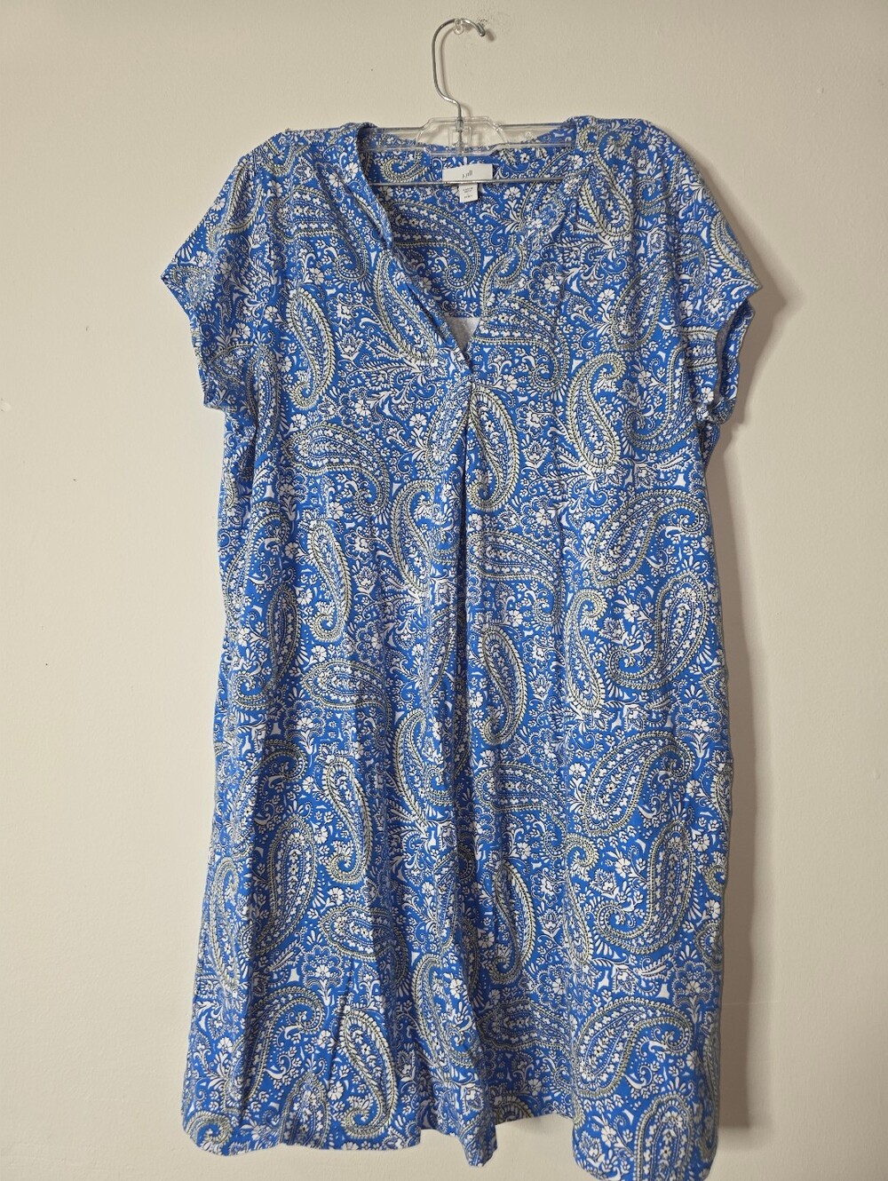 J. Jill Blue and White Paisley V-Neck Tunic Sz L Petite